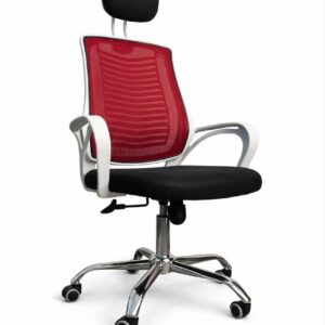 Linear Mesh Pro White  V-Mesh Home/Office Revolving Chair | Red-Black Mesh | CW-EC-05WRB
