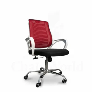 Linear Mesh Pro White V-mesh Red Ergonomic Mesh Office Chair Chrome Base Red CW-EC-05WS
