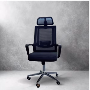 AVRIN Black ergonomic high back mesh office chair with adjustable headrest by Chair World Ltd