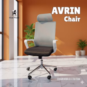 AVRIN ergonomic high back mesh office chair with adjustable headrest by Chair World Ltd