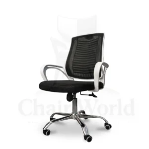 White V-mesh Black Ergonomic Mesh Office Chair Chrome Base CW-EC-05WS