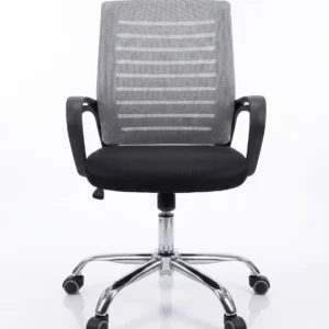 9K mesh Ergonomic office chair with red mesh backrest, adjustable headrest, and white armrests.